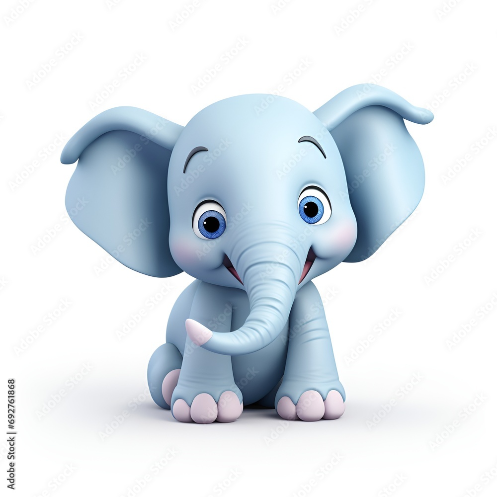 Adorable 3D Elephant Cartoon Icon on White Background Adorable 3D Elephant Cartoon Icon on White Background