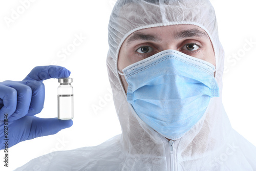Male scientist with ampule ...