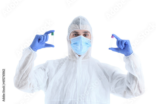 Male scientist with test tu...