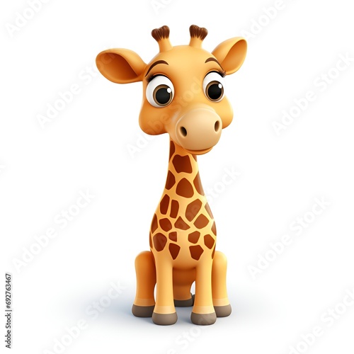 Adorable 3D Giraffe Cartoon Icon on White Background