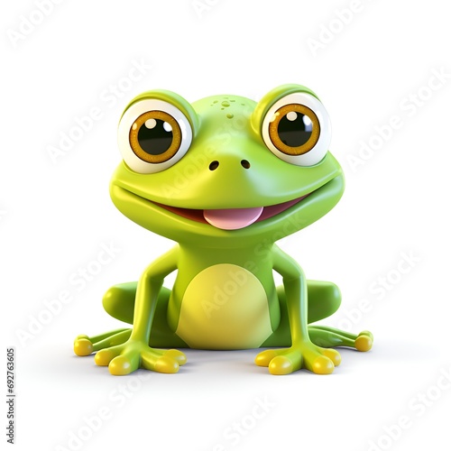Cute 3D Frog Cartoon Icon on White Background
