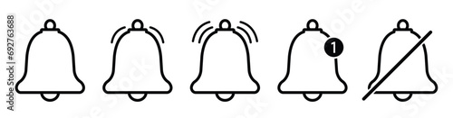 Notification bell icon isolated on white background.Alarm symbol. Incoming inbox message. Ringing bells. Alarm clock and smartphone application alert.Vector illustration