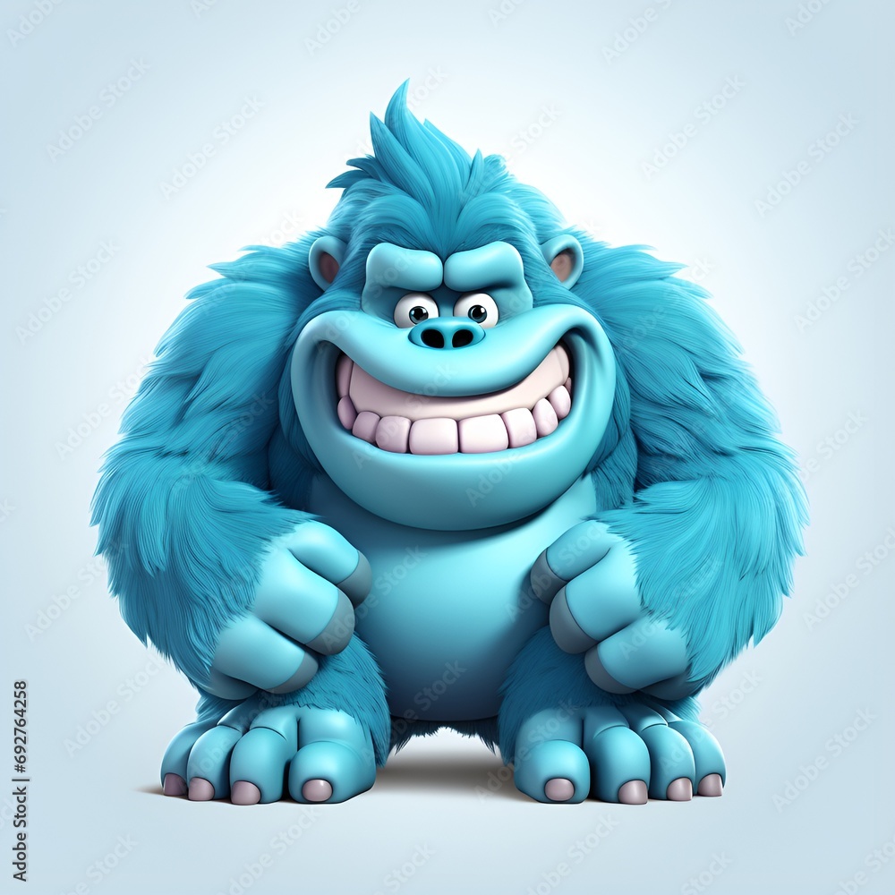 Charming 3D Gorilla Cartoon Icon on White Background