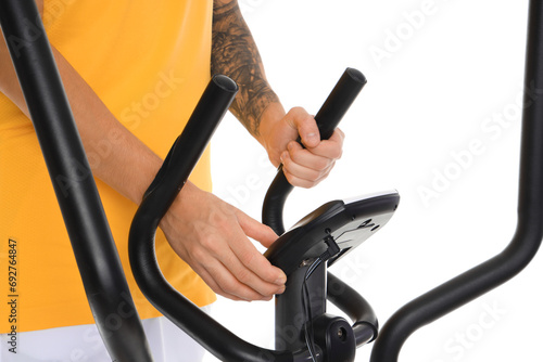 Sporty young man training o...