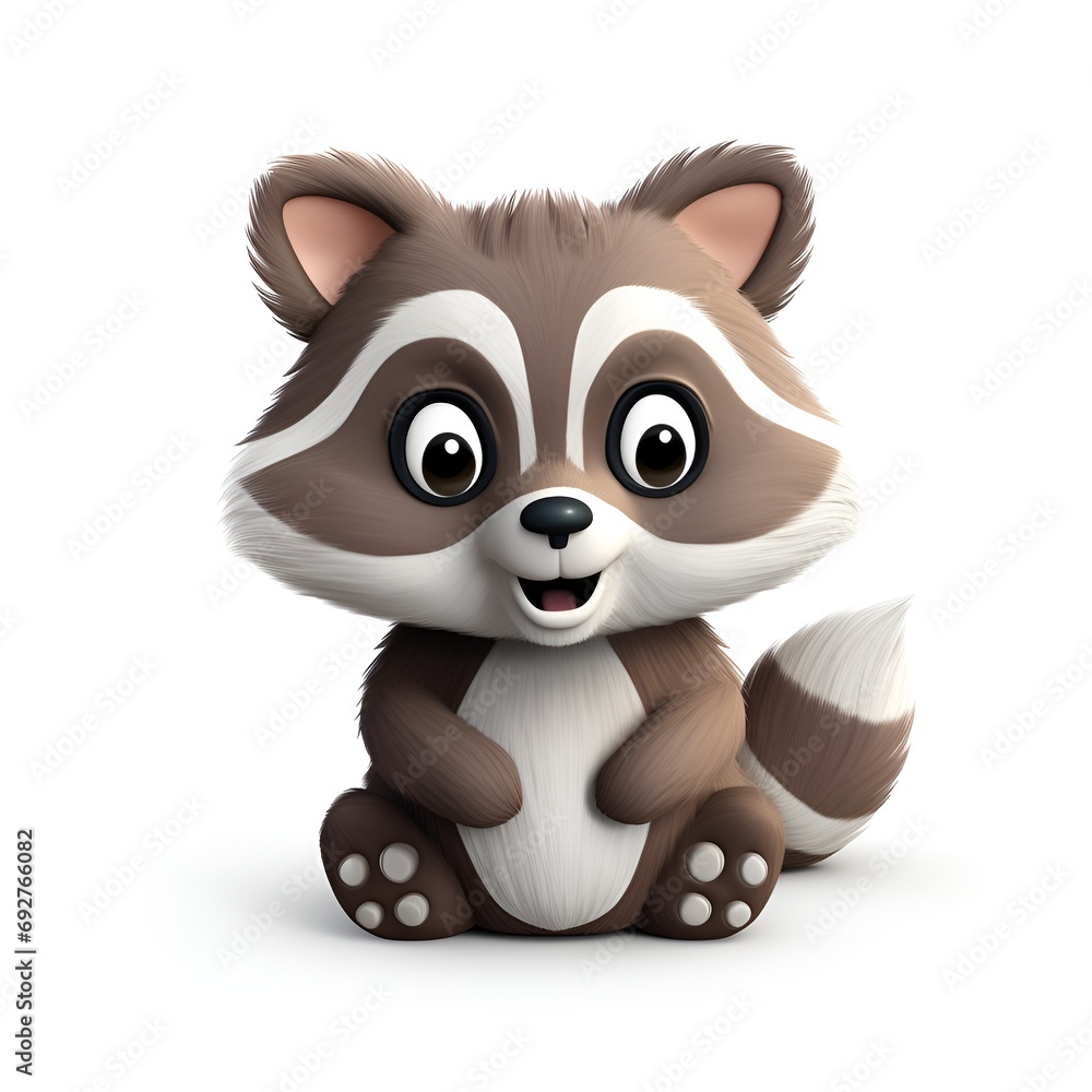 Cute 3D Opossum Icon on White Background Cute 3D Opossum Icon on White Background