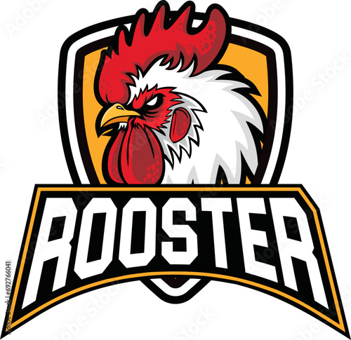 chicken Rooster head mascot logo isolated on white background photo
