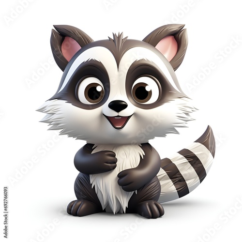 Cute 3D Opossum Icon on White Background