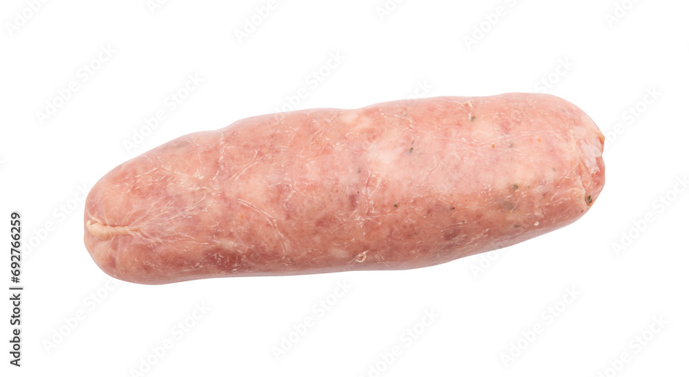 raw sausages for grill, italian food, salsiccia sausage isolated on white background with clipping path