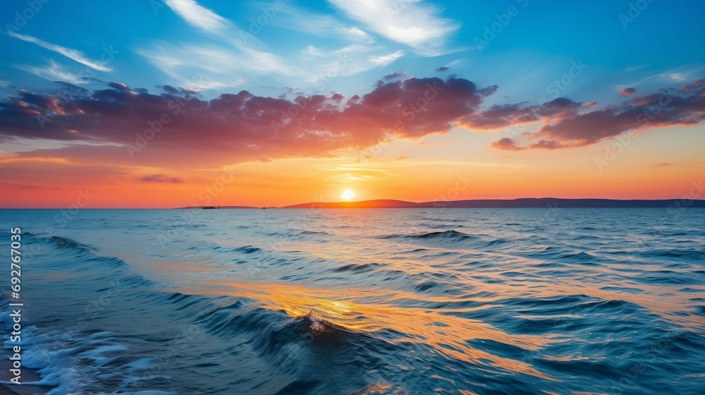 An image of vibrant sunset over the sea.