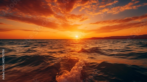 An image of vibrant sunset over the sea.