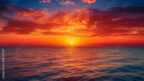 An image of vibrant sunset over the sea.