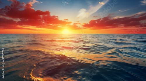 An image of vibrant sunset over the sea.