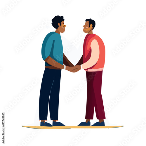 Vector de una pareja de hombres enamorados y cogidos de la mano, Orgullo Gay.