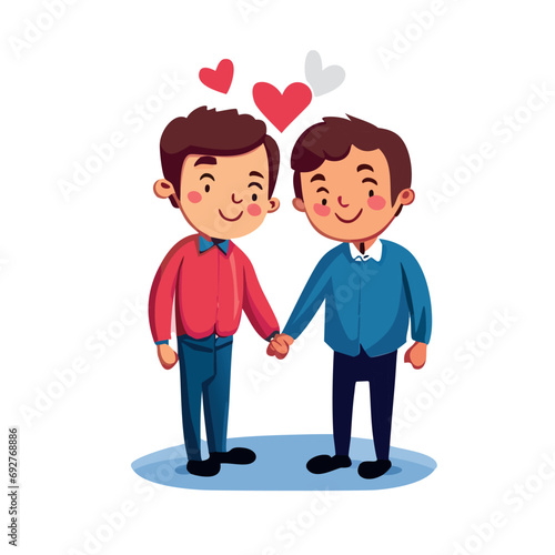 Vector de una pareja de hombres enamorados y cogidos de la mano, Orgullo Gay.