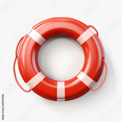 Lifebelt Isolated on White Background for Water Safety - Life Preserver, Buoy, Ring, Saver and Float photo