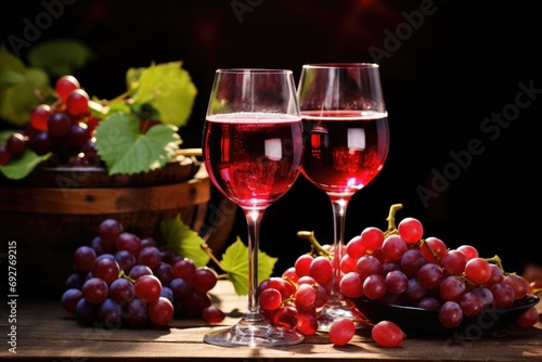 Raise a Glass with Sparkling Red Wine  Perfect for Celebrating with Red Fruits and Grapes  Alcohol and Good Company