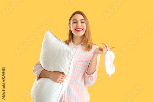 Happy young woman with whit...