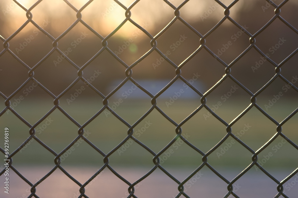 Fototapeta premium Chain Link Fence Baseball Field