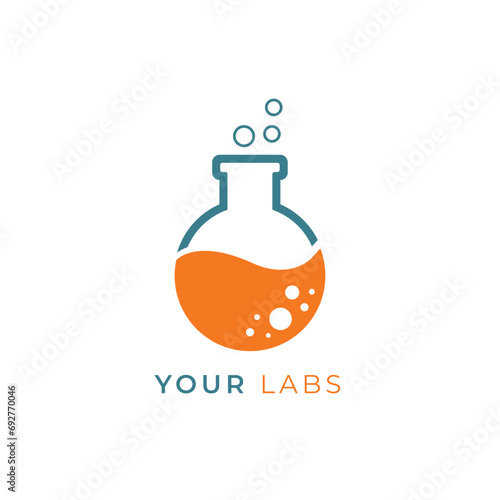 Simple double color lab logo Erlenmeyer object laboratory simple science logo, Consider incorporating a stylized, clean and minimalist design, isolated by white color