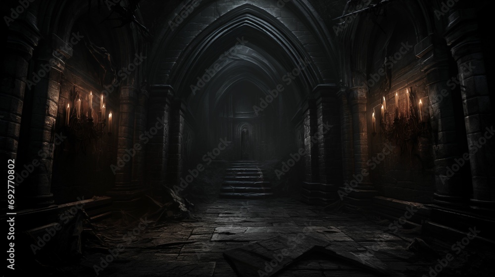 Image of a dark corridor leading to hell.