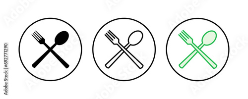 spoon and fork icon set. spoon, fork and knife icon vector. restaurant icon