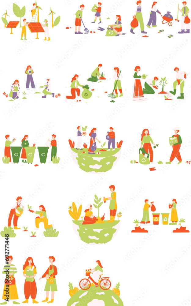 World Environment Day Characters Illustration Set