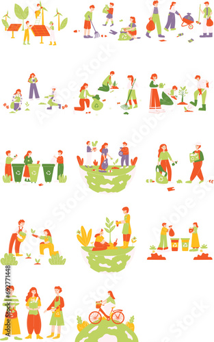 World Environment Day Characters Illustration Set © Peterdraw