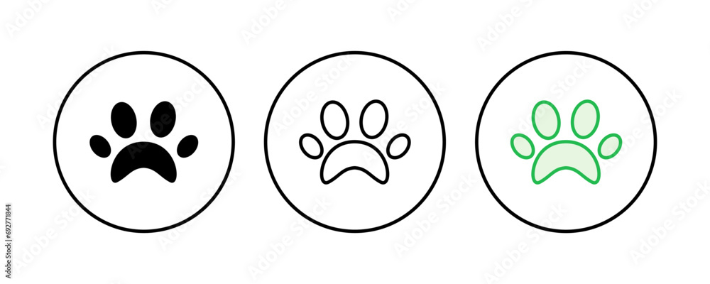 Paw icon set. paw print icon vector. dog or cat paw Paw icon set. paw print icon vector. dog or cat paw