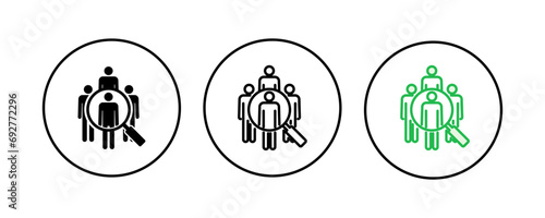 Hiring icon set. Search job vacancy icon. Human resources concept. Recruitment