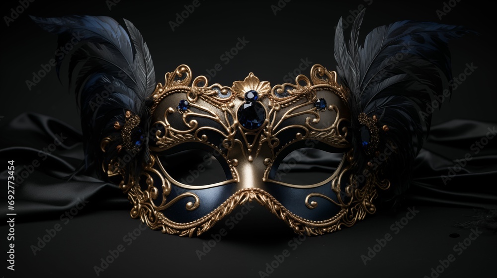 Obraz premium Mask designed for a masquerade ball on a dark background.