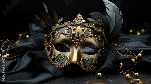 Mask designed for a masquerade ball on a dark background.