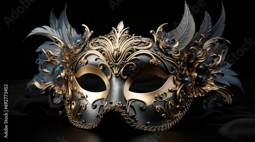 Mask designed for a masquerade ball on a dark background.