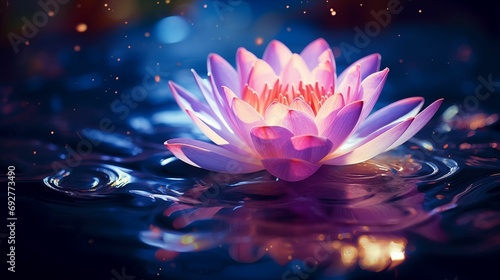 Magic flower delicately floating on water.