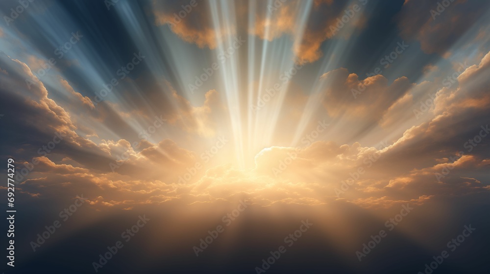 Fototapeta premium Sun's rays breaking through the clouds.