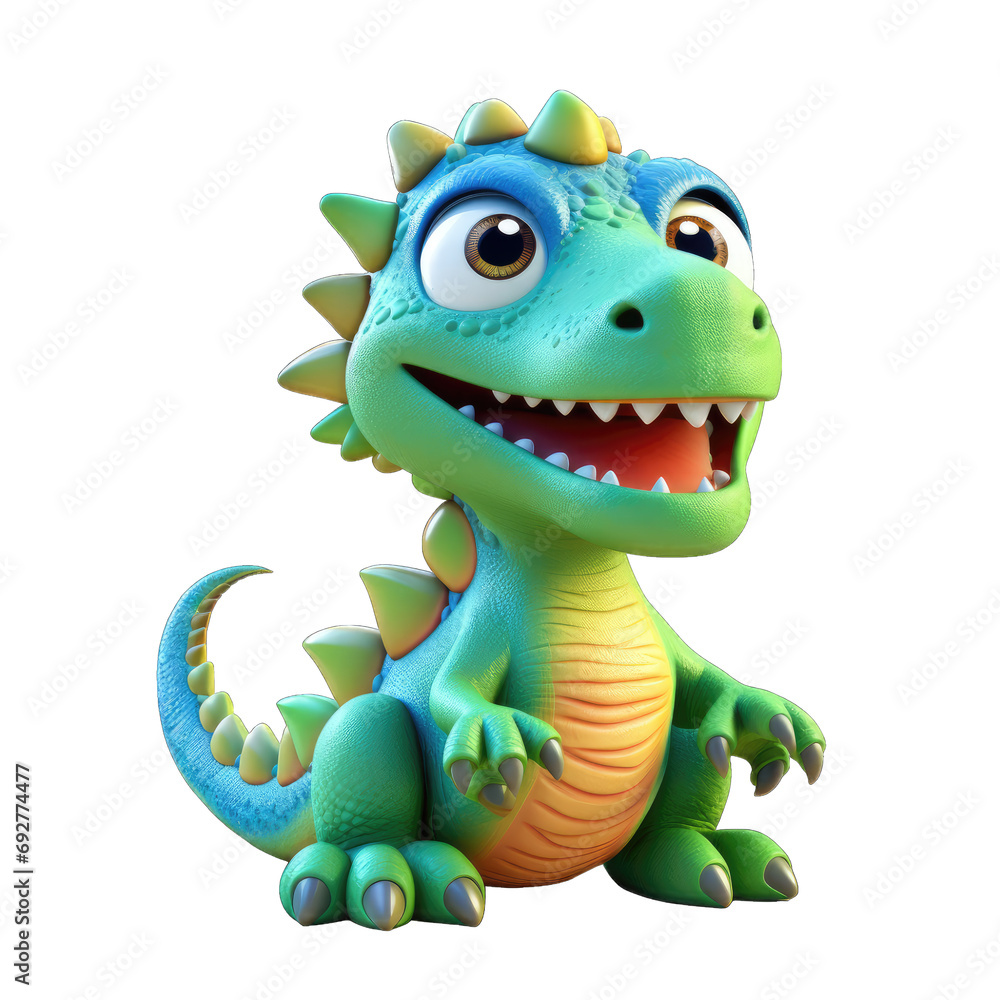 Fototapeta premium 3d model cute dinosaur toy isolated on transparent or white background, png