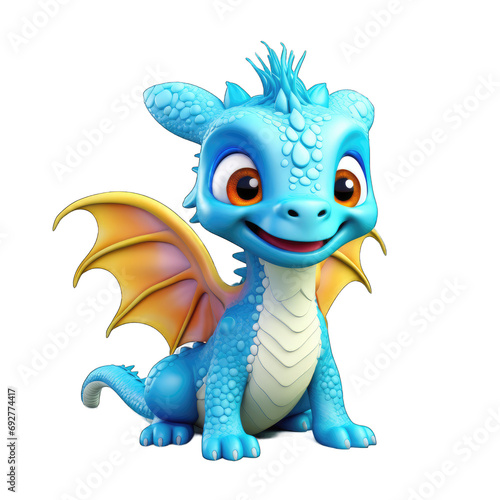 3d model cute dragon toy isolated on transparent or white background, png