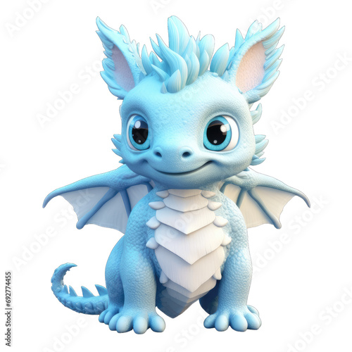 3d model cute dragon toy isolated on transparent or white background, png