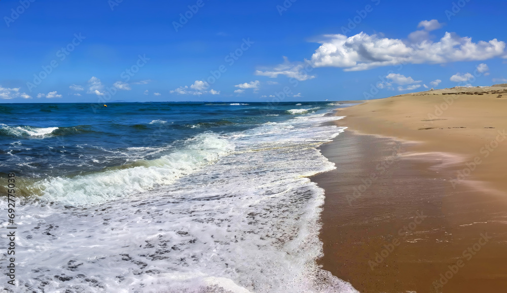 Crashing Waves with Foam at the Water's Edge at the Cape Cod National Seashore