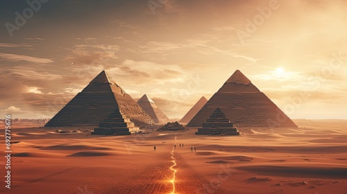 Egyptian Pyramids On The Background Of The Desert Sands