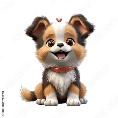3D model cute dog toy isolated on transparent or white background, png
