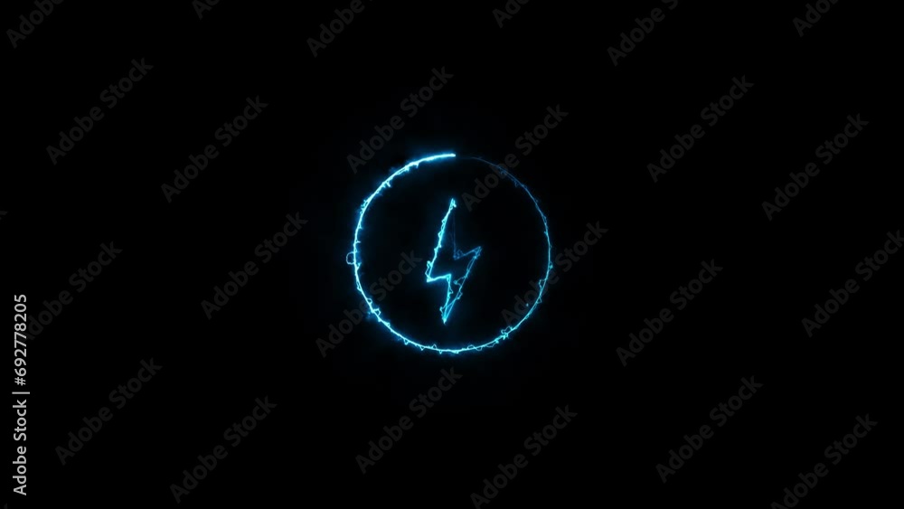 Glowing neon charging icon animation 4k Glowing neon charging icon animation 4k