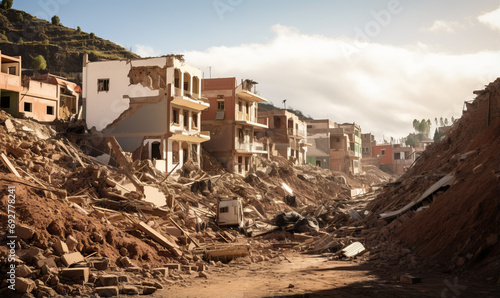 old mountain City destroyed by an earthquake.