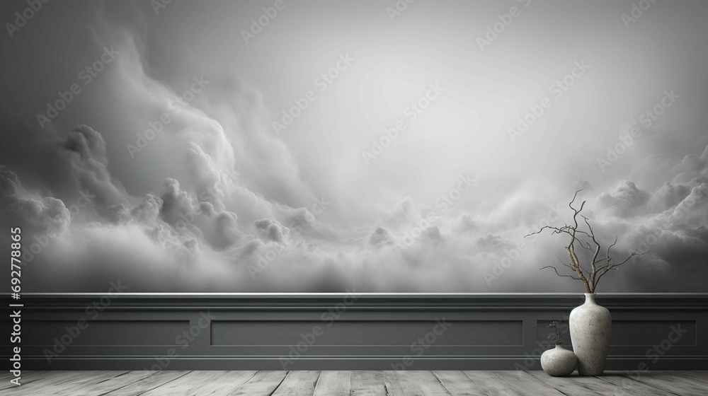 Obraz premium Dramatic sky with stormy black and white clouds and bursts of light.