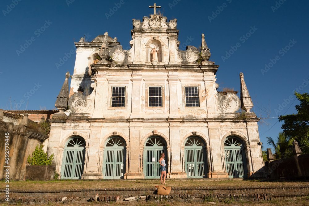 Fototapeta premium Portrait of a tourist in front of the Convent