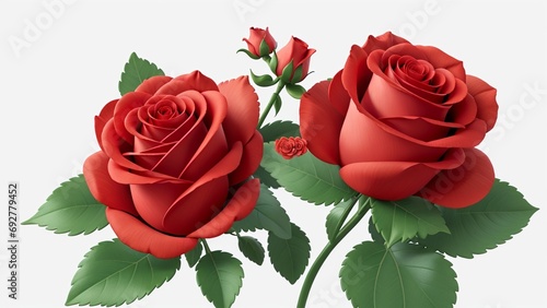 Red color Rose flowers  floral Clipart, high quality resolution, beautiful flowers, 3d  design. 