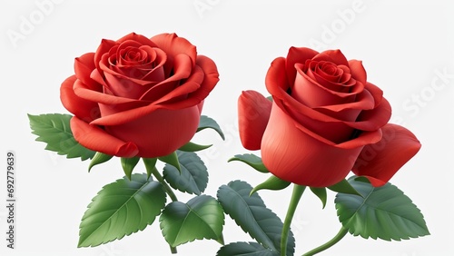 Red color Rose flowers  floral Clipart, high quality resolution, beautiful flowers, 3d  design. 