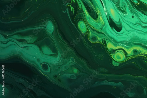 Green Fluid Art. Beautiful Fluid Painting. For Desktop Wallpaper or Desktop Background. Abstract Art for Design Background. Illustration Pattern.