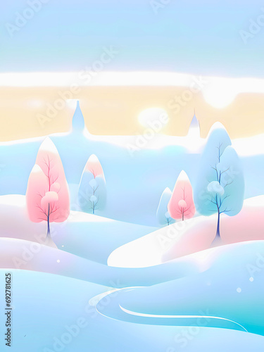 Minimalism abstract landscape 8. 
Minimalism abstract art: landscape in soft colors. AI-generated digital illustration.