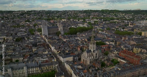 Aerial view of Rouen Cathedral in Normandy, France photo