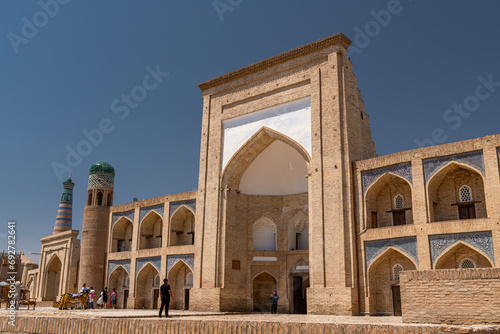 The Ark of Khiva and a minaret in Khiva Old Town, Uzbekistan